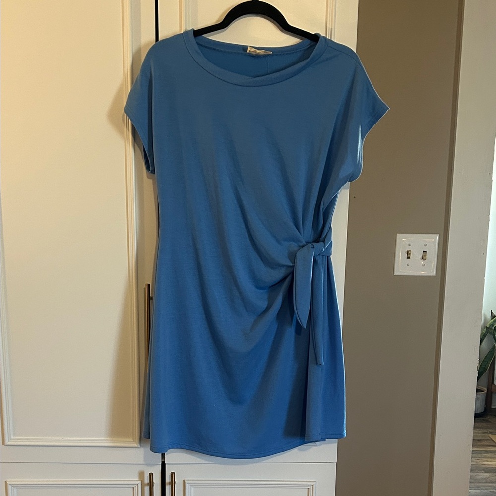 See You Monday Sky Blue Mini Dress with Side Tie